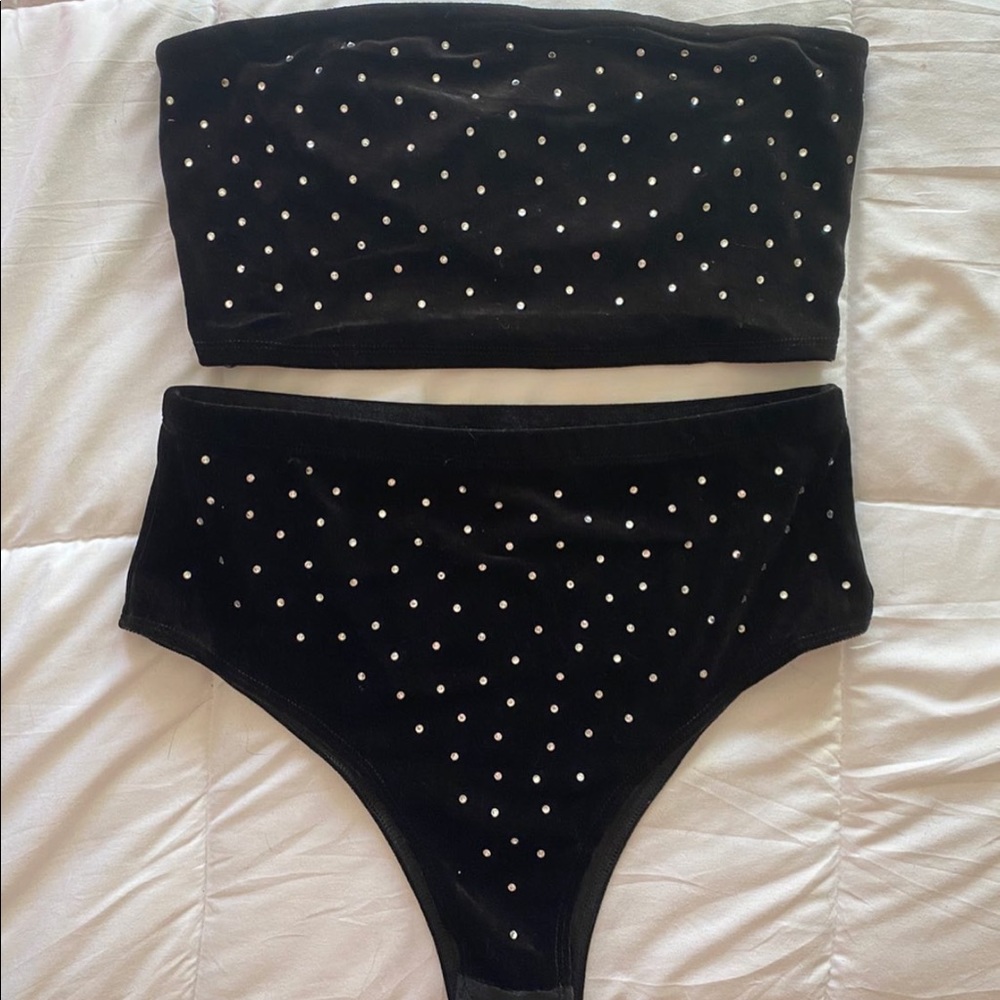 rhinestone hot pants/tube top set